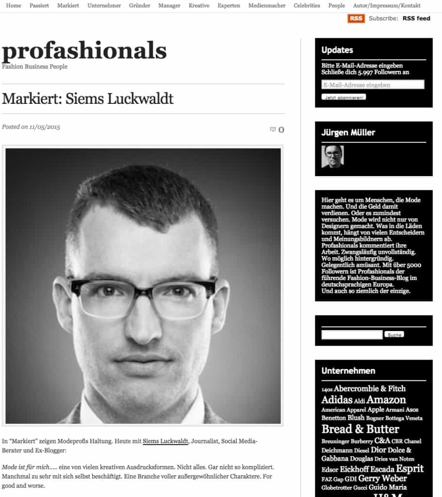 „Markiert“: Interview auf Profashionals.de