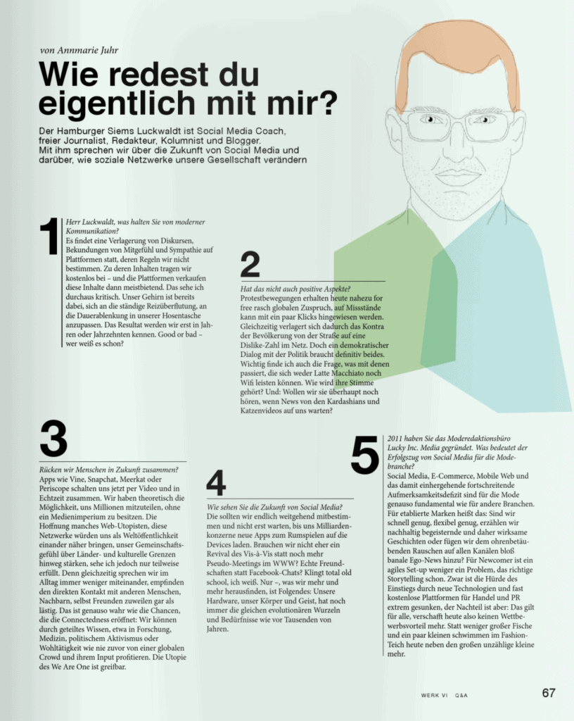 Zukunft von Social Media (im Magazin Werk6 der AMD)