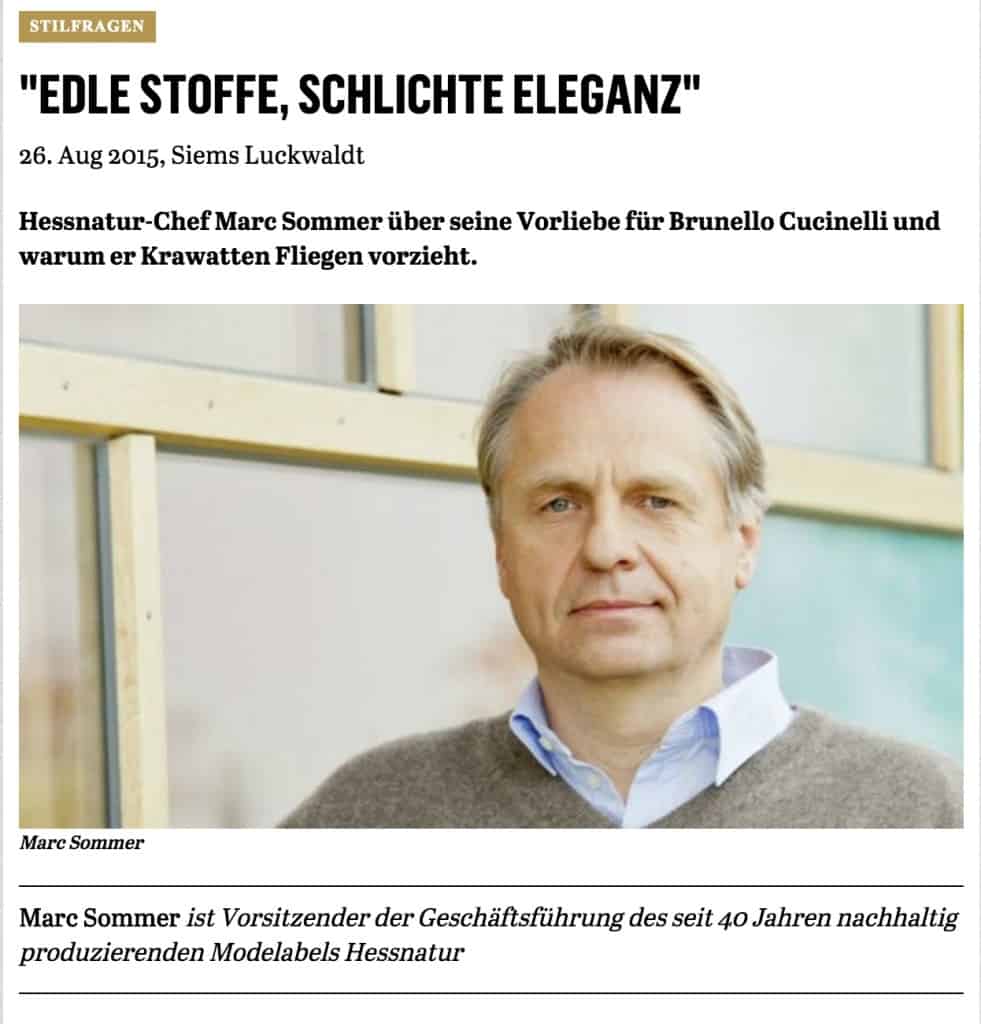 Was Mann trägt: Marc Sommer, Hessnatur (für Capital.de)