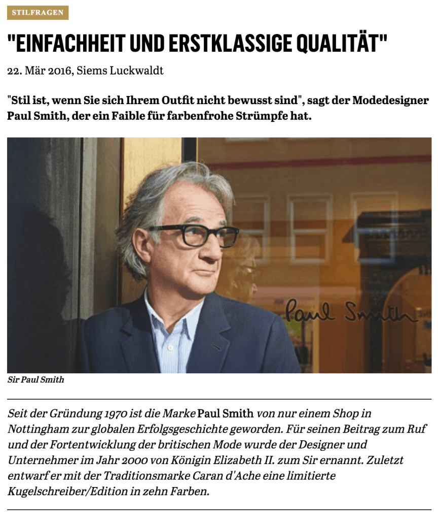 Was Mann trägt: Sir Paul Smith (für Capital.de)