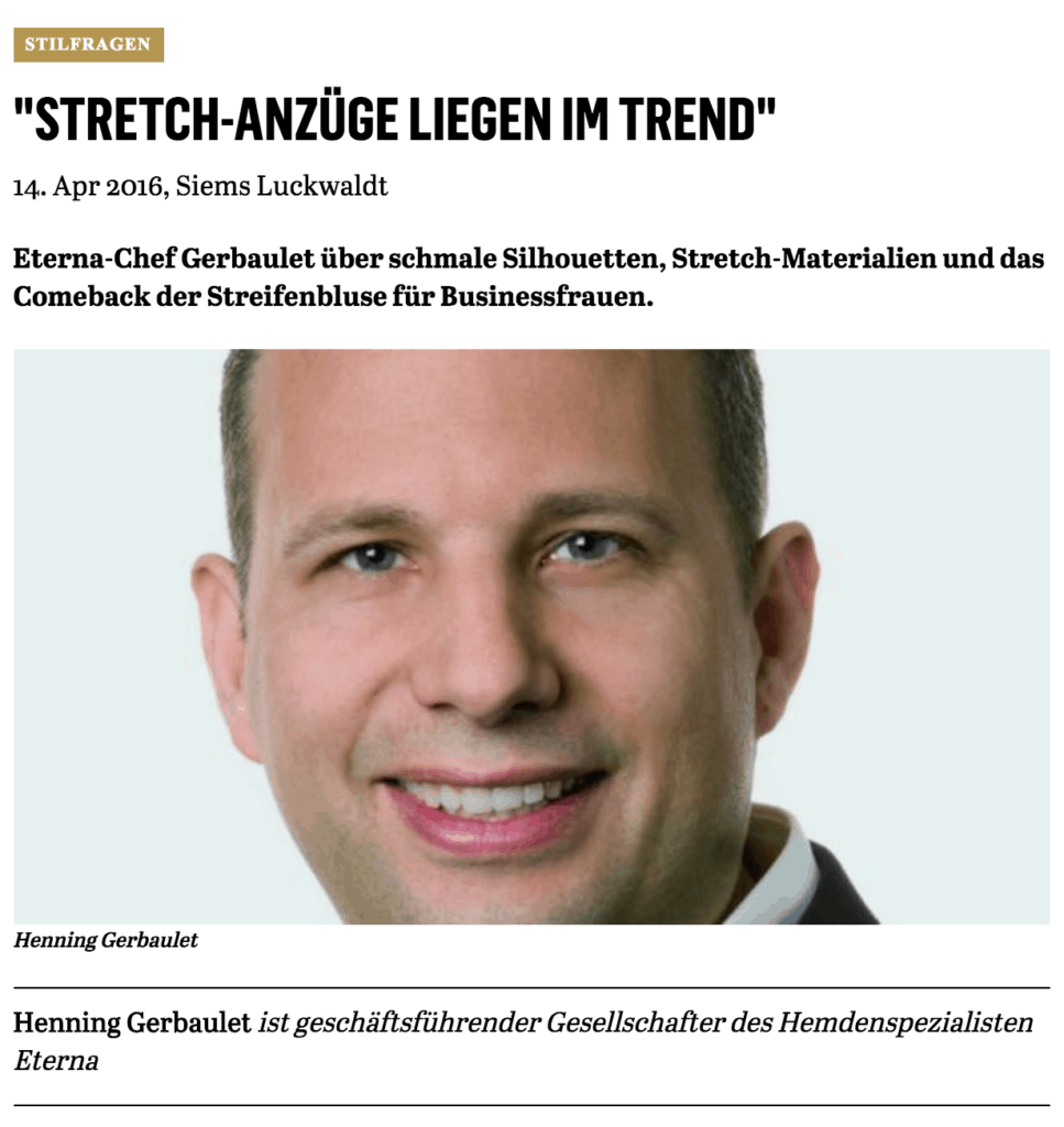 Was Mann trägt: Henning Gerbaulet, Eterna (für Capital.de)