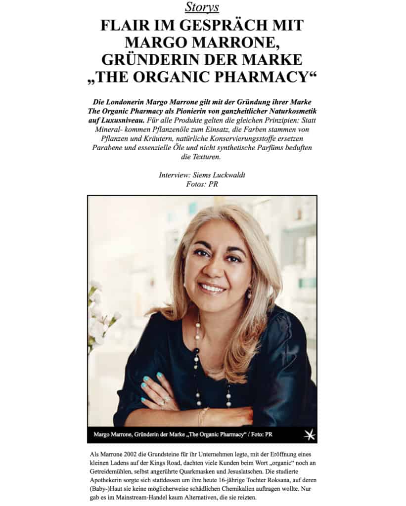 Interview: Margo Marrone, The Organic Pharmacy (für Flair)