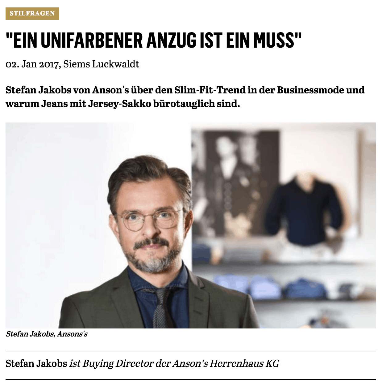Was Mann trägt: Stefan Jakobs, Anson's (für Capital.de)