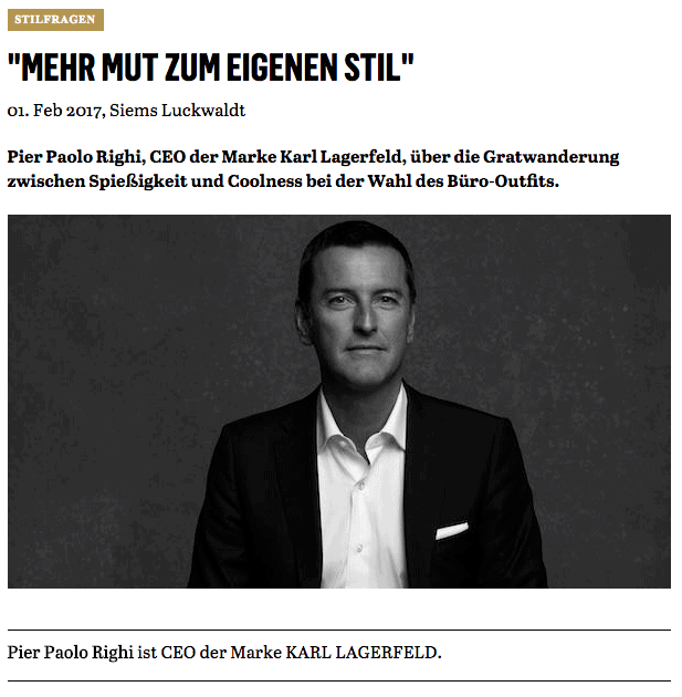 Was Mann trägt: Pier Paolo Righi, Karl Lagerfeld (für Capital.de)