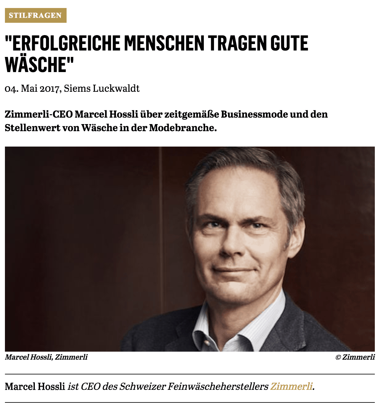 Was Mann trägt: Marcel Hossli, Zimmerli (für Capital.de)