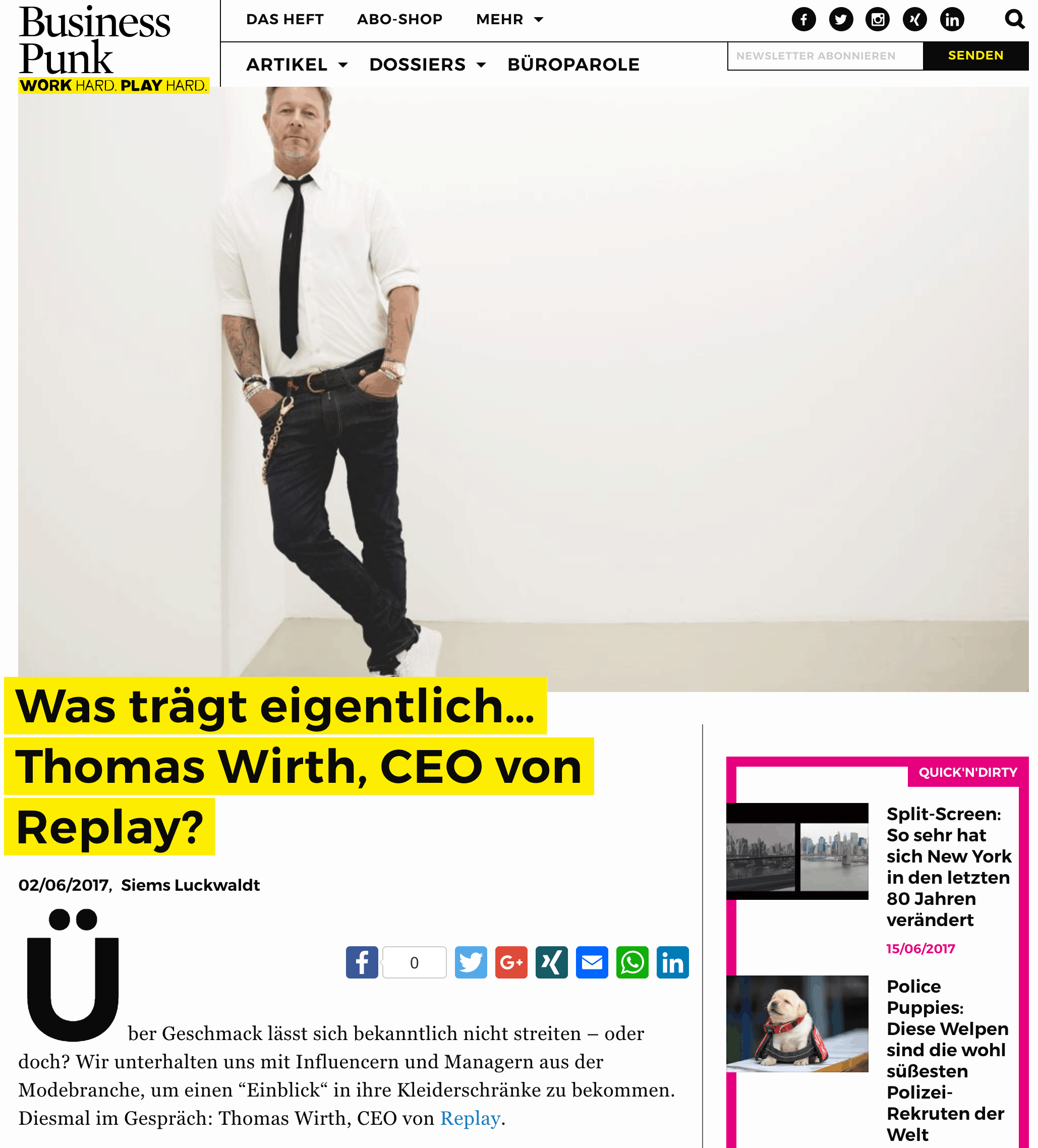 Was trägt eigentlich Thomas Wirth, Replay (für Business-Punk.com)