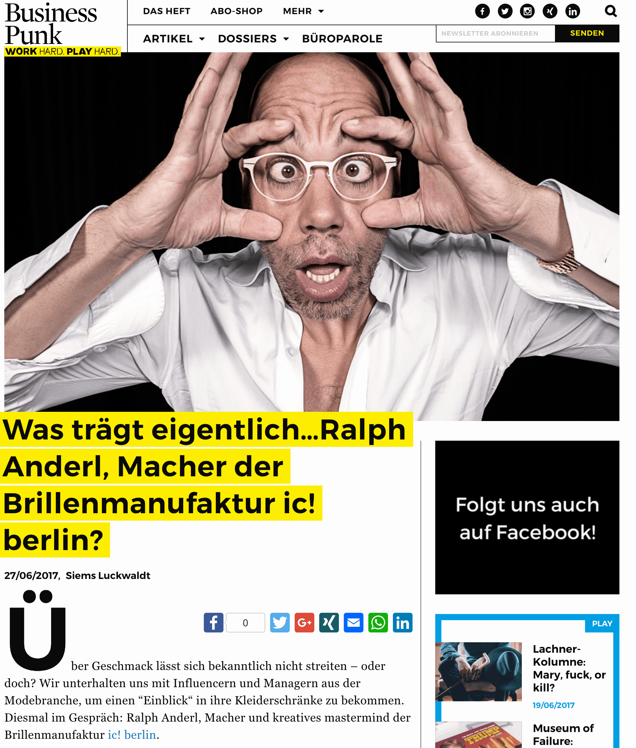 Was trägt eigentlich Ralph Anderl, ic! Berlin (für Business-Punk.com)
