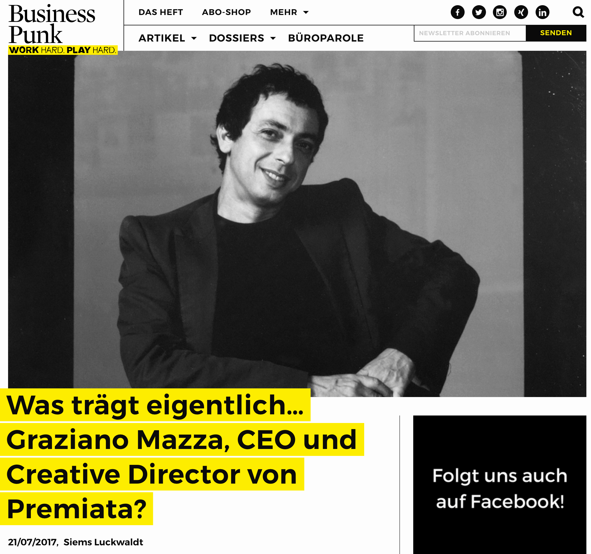 Was trägt eigentlich Graziano Mazza, Premiata (für Business-Punk.com)