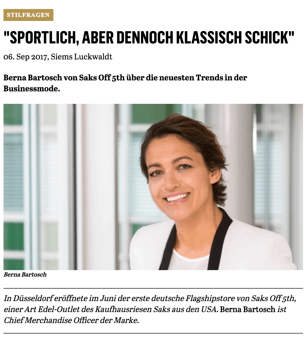 Was Mann trägt: Berna Bartosch, Saks Off 5th (für Capital.de)