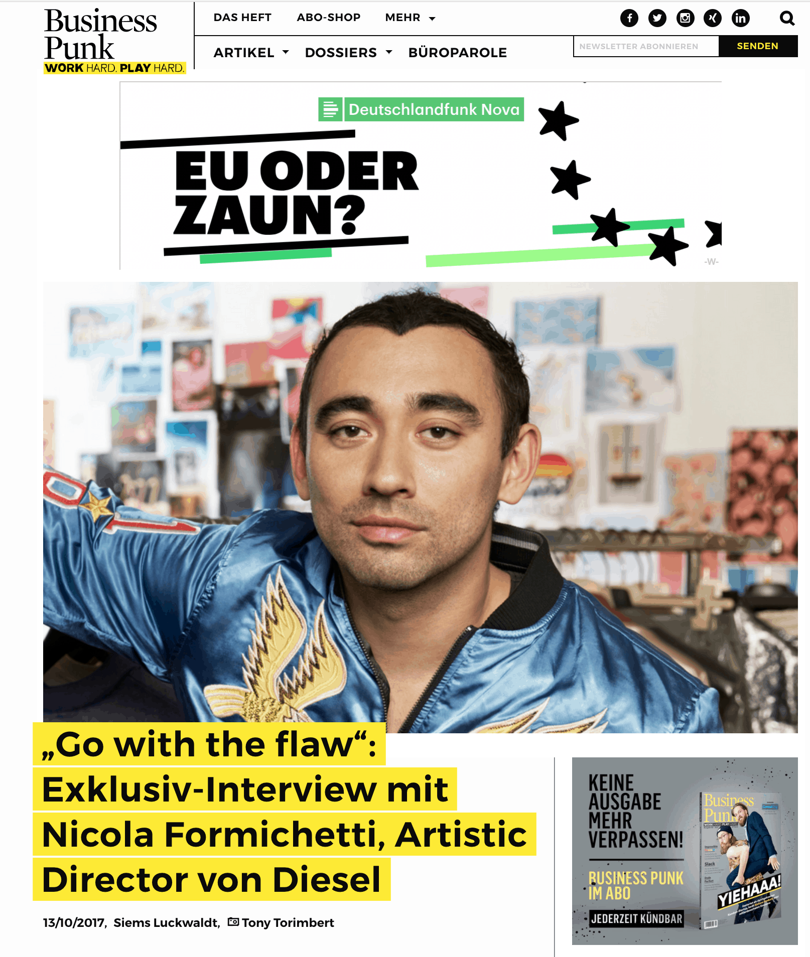 Interview: Nicola Formichetti, Diesel (für Business-Punk.com)