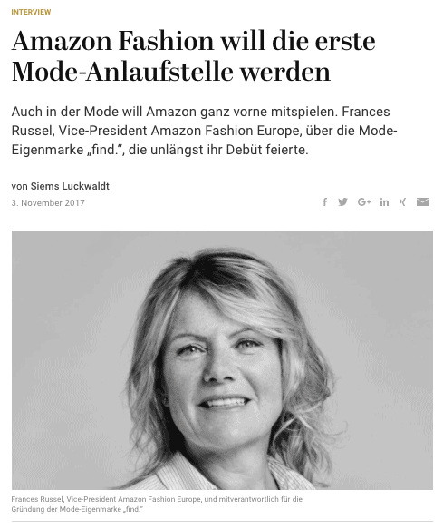 Interview: Frances Russel, Amazon Fashion (für Capital.de)