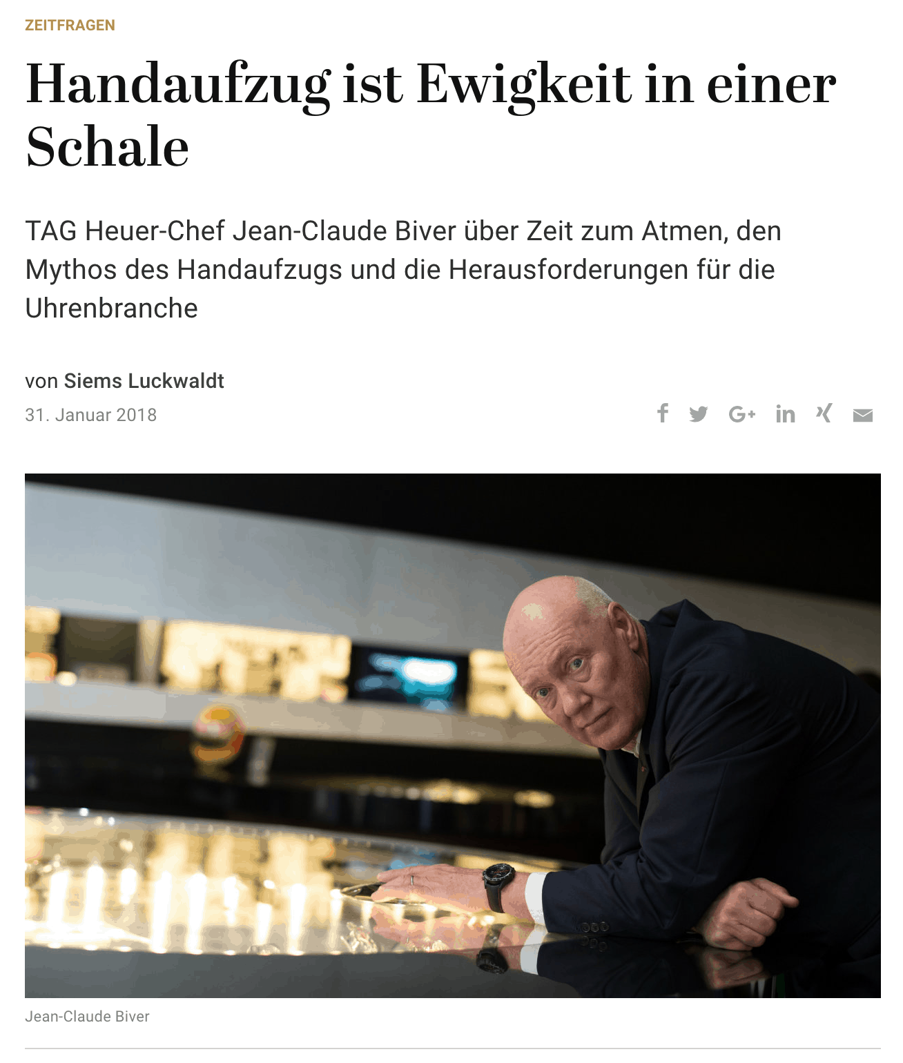 Zeitfragen: Jean-Claude Biver, TAG Heuer