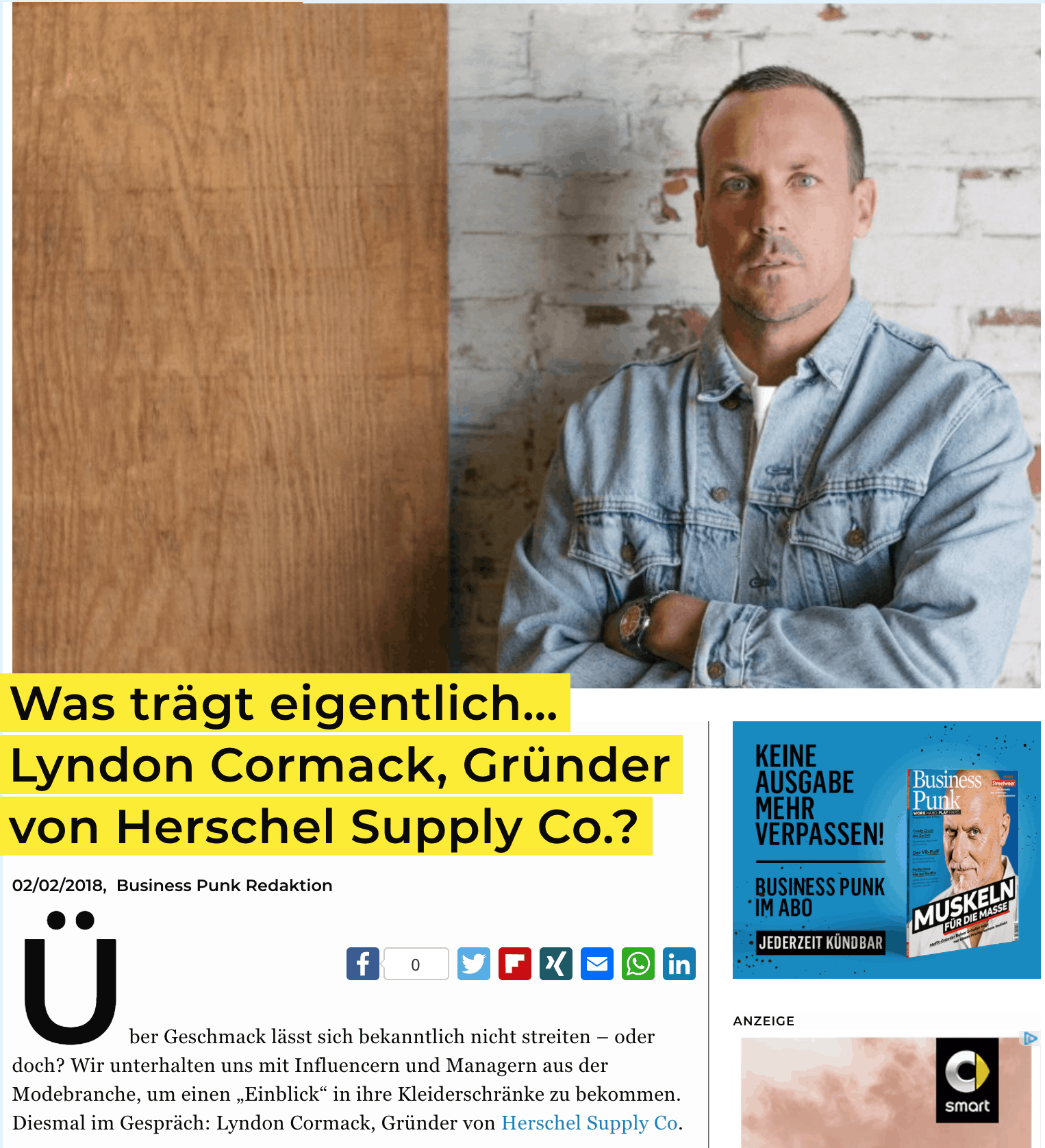 Was trägt eigentlich: Lyndon Cormack, Herschel Supply Co. (für Business-Punk.com)