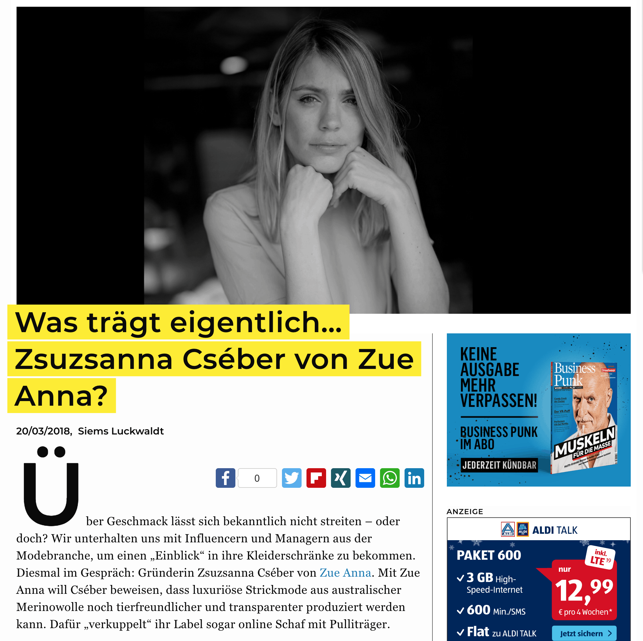 Was trägt eigentlich: Zsuzsanna Cséber von Zue Anna?