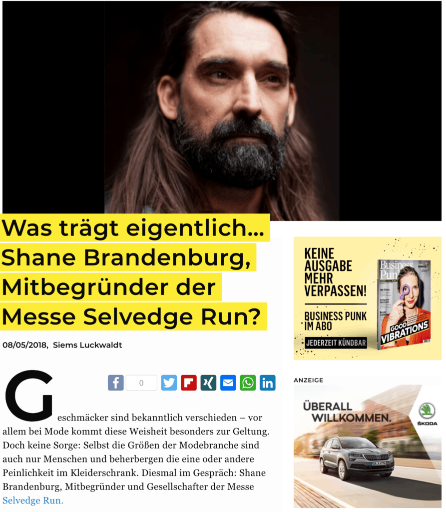 Was trägt eigentlich: Shane Brandenburg, Selvedge Run (für Business-Punk.com)