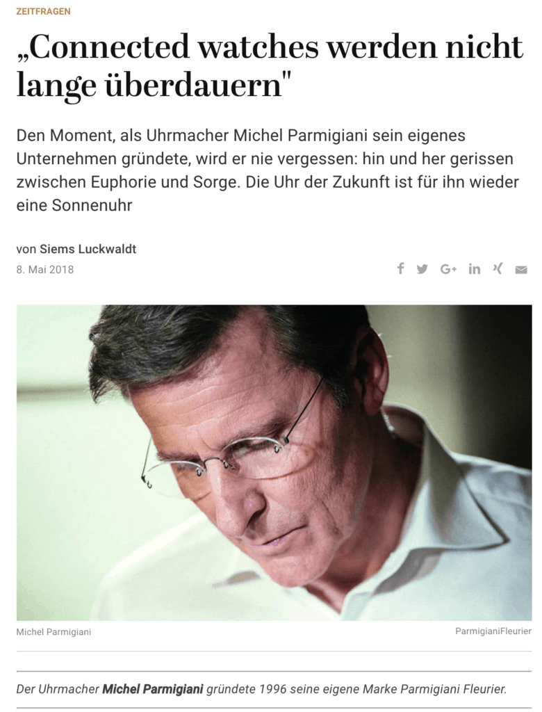 Zeitfragen: Michel Parmigiani, Parmigiani Fleurier (für Capital.de)