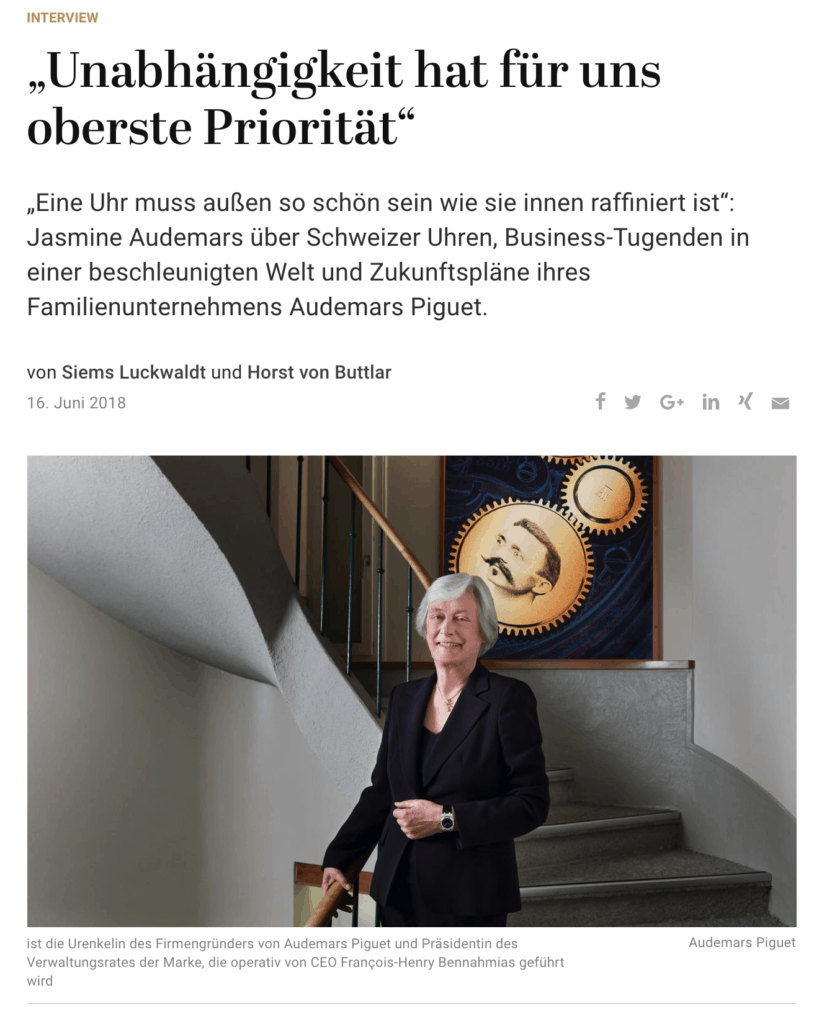 Interview: Jasmine Audemars, Audemars Piguet (für Capital.de)