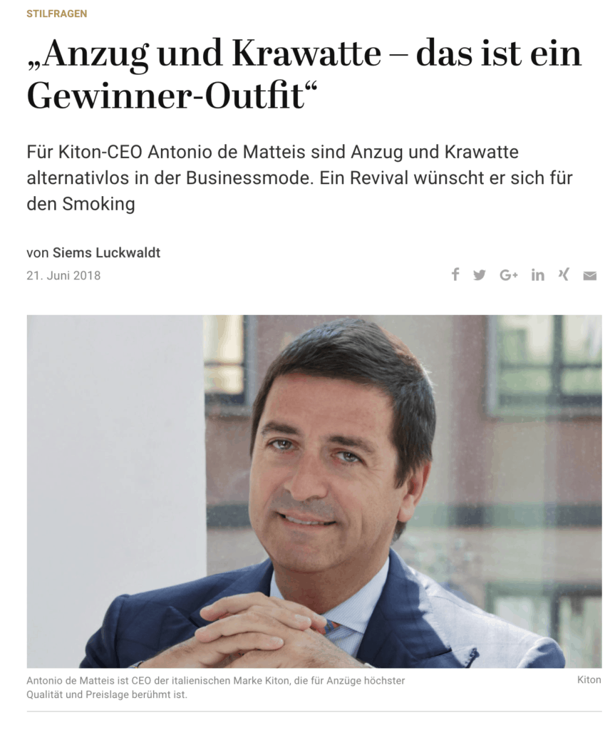 Was Mann trägt: Antonio de Matteis, Kiton (für Capital.de)