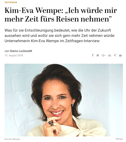 Zeitfragen: Kim-Eva Wempe (für Capital.de)