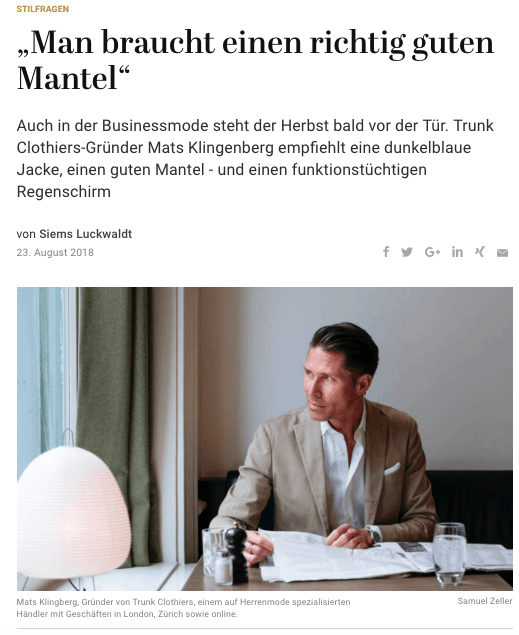 Was Mann trägt: Mats Klingenberg, Trunk Clothiers (für Capital.de)