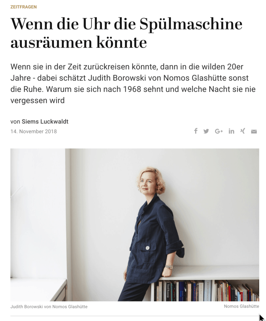 Zeitfragen: Judith Borowski, Nomos (Capital.de)