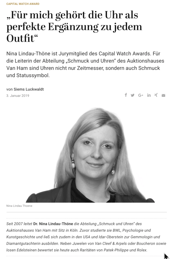 Capital Watch Award 2018: Meet the Jury – Dr. Nina Lindau-Thöne (für Capital.de)