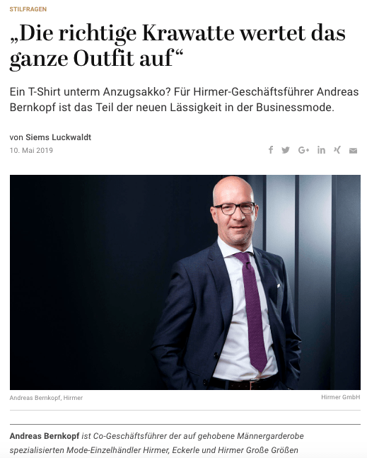 Was Mann trägt: Andreas Bernkopf, Hirmer (für Capital.de)