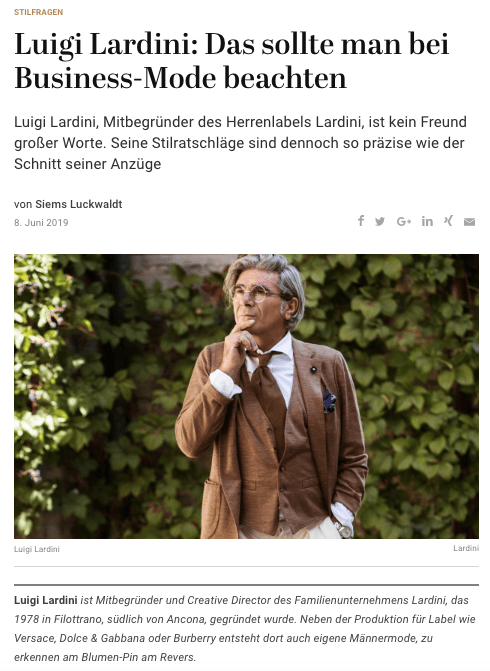 Was Mann trägt: Luigi Lardini (für Capital.de)