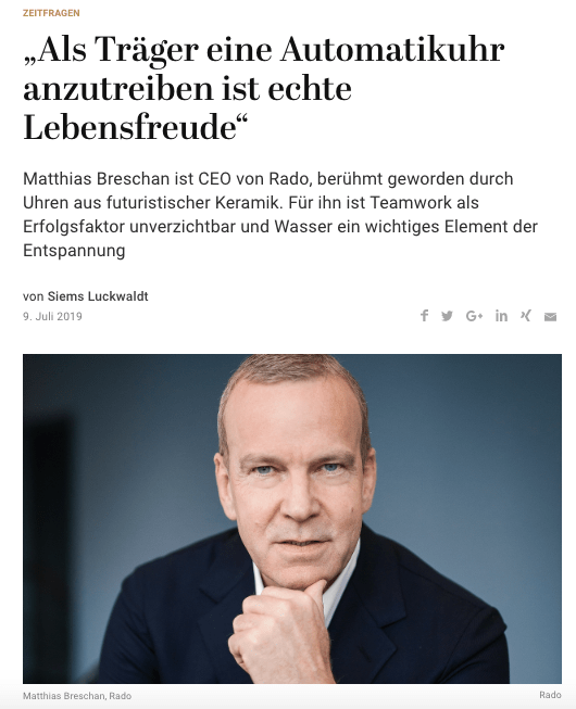 Zeitfragen: Matthias Breschan, Rado