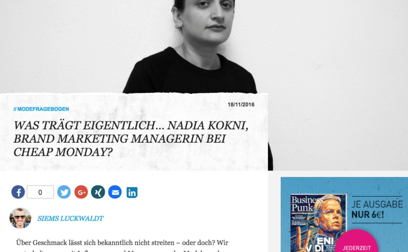 Was trägt eigentlich Nadia Kokni, Cheap Monday (für Business-Punk.com)