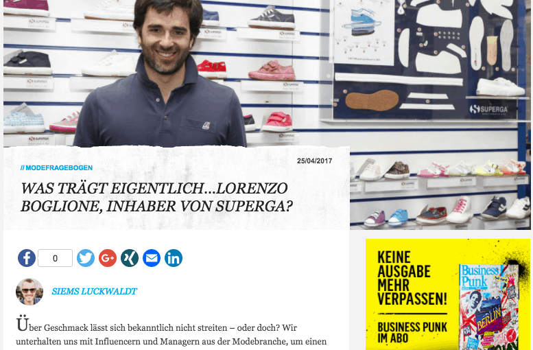 Was trägt eigentlich Lorenzo Boglione, Superga (für Business-Punk.com)