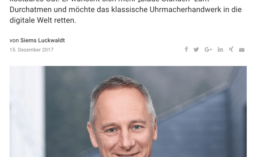 Zeitfragen: Wilhelm Schmid, A. Lange & Söhne (für Capital.de)