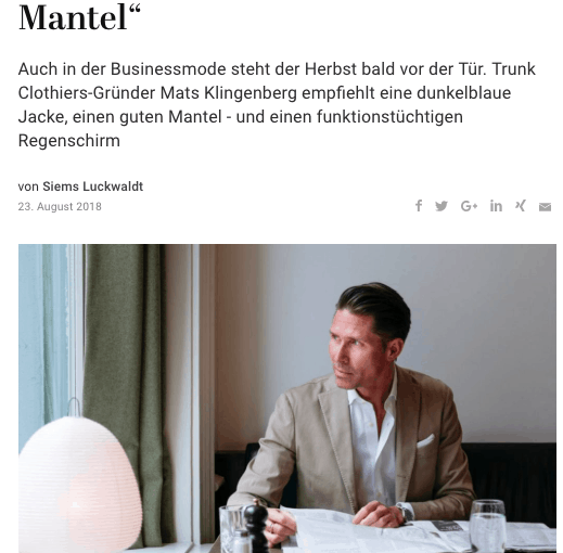 Was Mann trägt: Mats Klingenberg, Trunk Clothiers (für Capital.de)