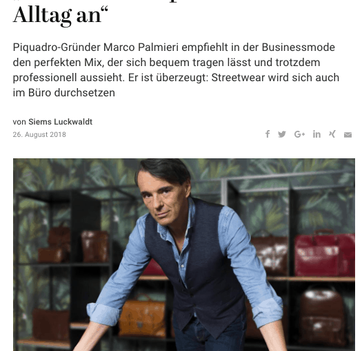 Was Mann trägt: Marco Palmieri, Piquadro (für Capital.de)