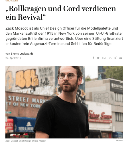 Was Mann trägt: Zack Moscot (für Capital.de)