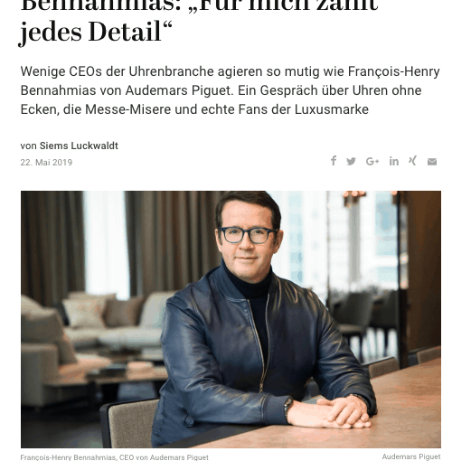 Interview: François-Henry Bennahmias, Audemars Piguet (für Capital.de)