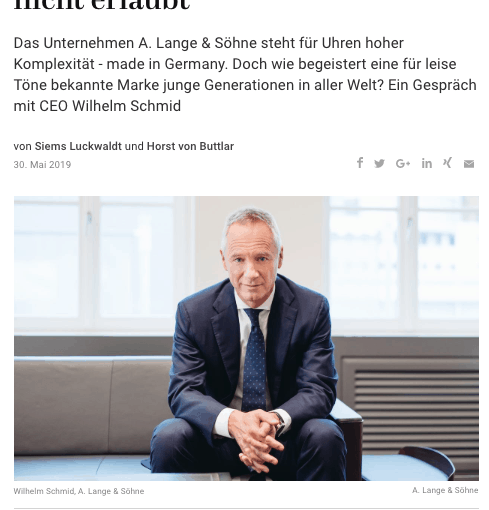 Interview: Wilhelm Schmid, A. Lange & Söhne (für Capital.de)