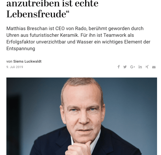 Zeitfragen: Matthias Breschan, Rado (für Capital.de)