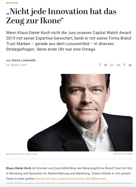 Capital Watch Award 2019: Meet the Jury – Klaus-Dieter Koch, BrandTrust (für Capital.de)
