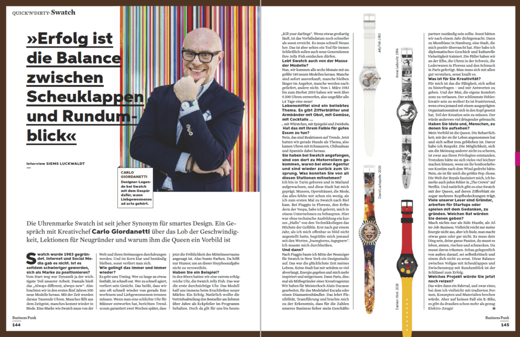 Interview: Carlo Giordanetti, Swatch (für Business Punk)