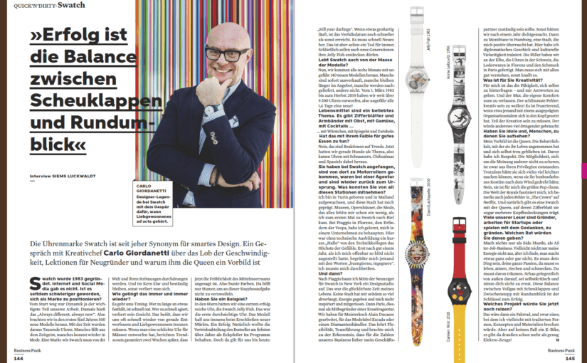 Interview: Carlo Giordanetti, Swatch (für Business Punk)