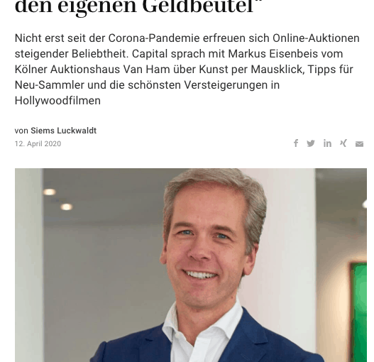 Interview: Markus Eisenbeis, Van Ham Kunstauktionen (für Capital.de)