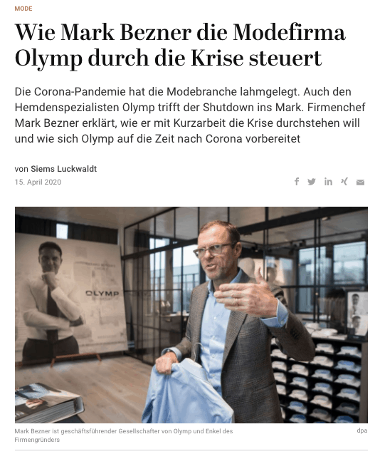 Wie Mark Bezner Olymp durch die Krise steuert (für Capital.de)