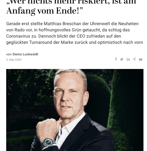 Interview: Matthias Breschan, Rado (für Capital.de)