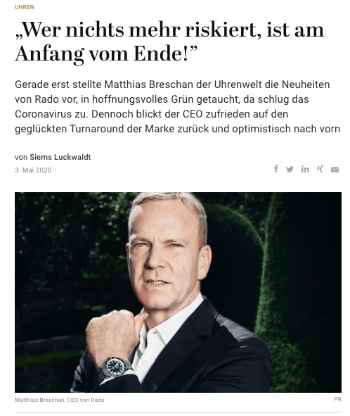 Interview: Matthias Breschan, Rado (für Capital.de)