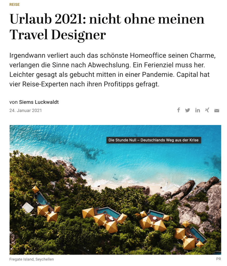 Nicht ohne meinen Travel Designer (für Capital.de)
