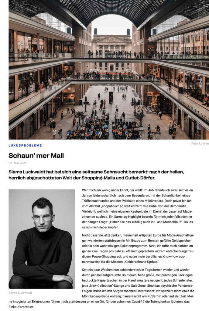 Luxusprobleme: Schaun' mer Mall (für Profashionals)