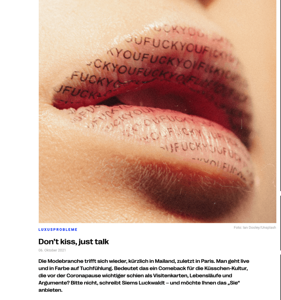 Don't kiss, just talk (für profashionals)