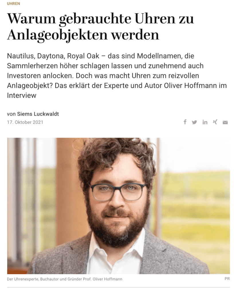 Interview: Prof. Oliver Hoffmann, Uhrenexperte (für Capital.de)