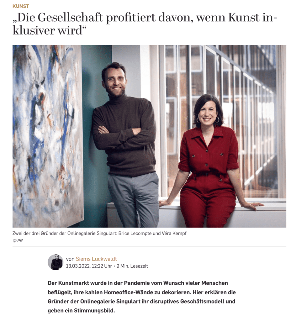 Interview: Véra Kempf und Bruce Lecompte, Singulart (für Capital.de)